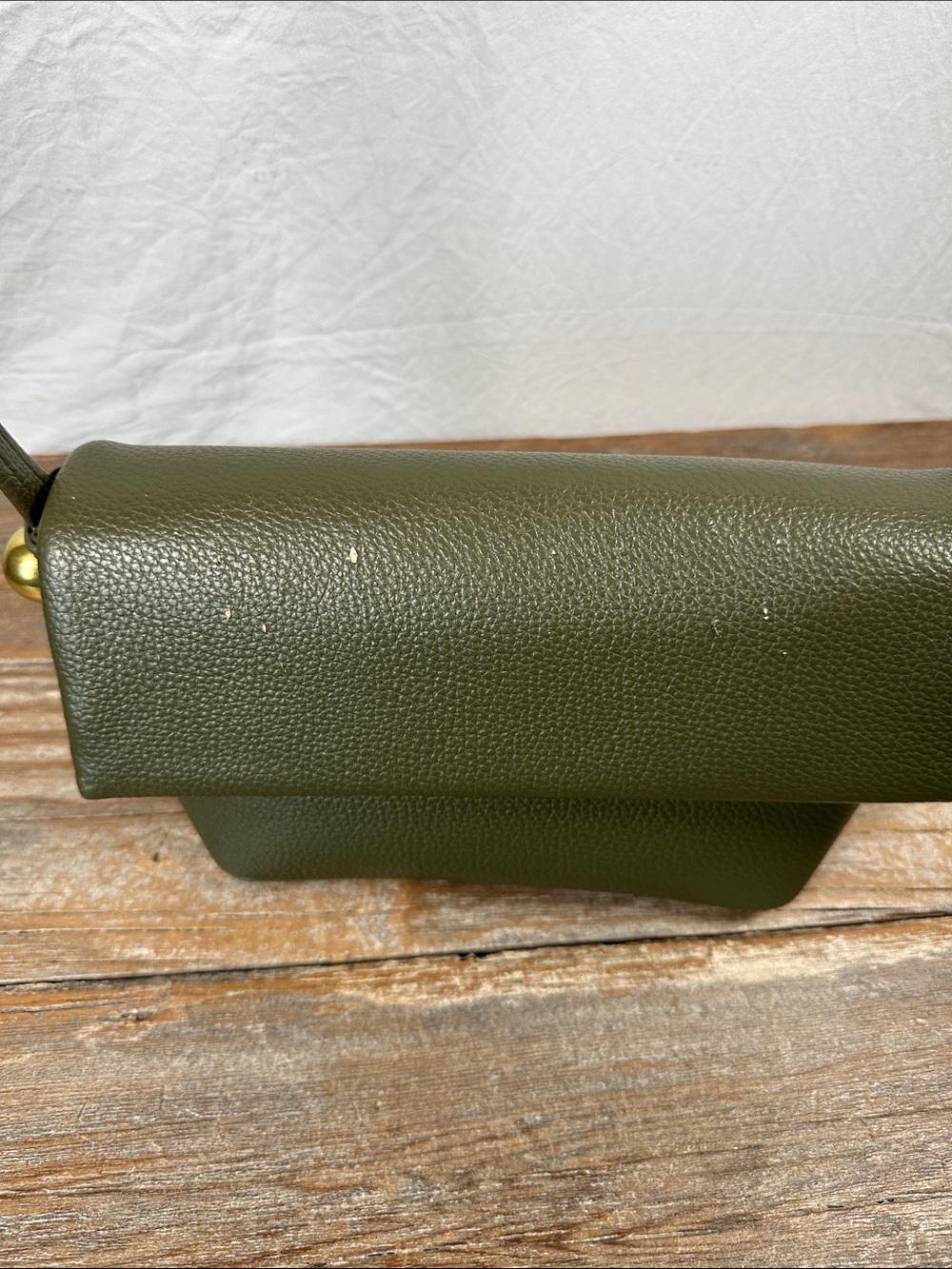 Structured Olive Shoulder Bag with Gold Accent - Picture 3 of 7